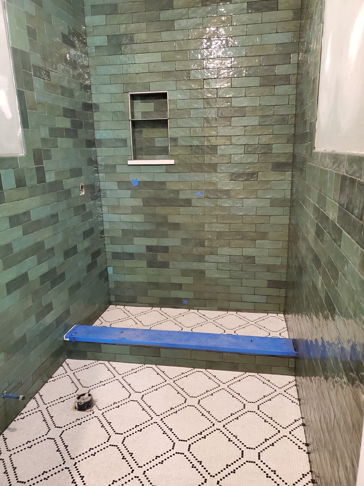 Emerald zellige tile shower